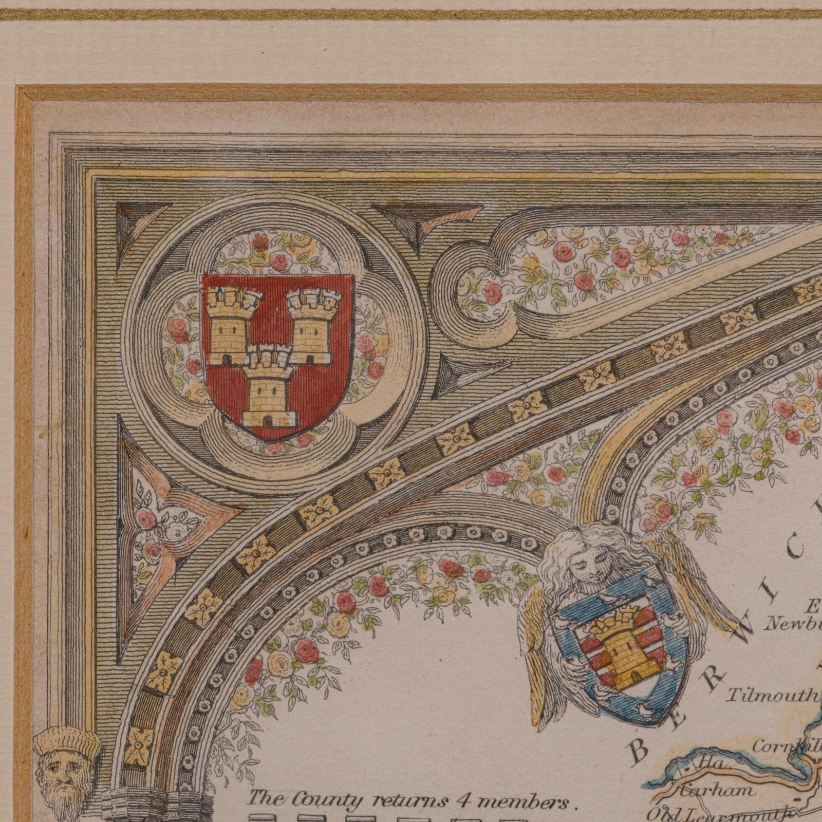 Antique Lithography Map, Northumberland, English, Framed, Engraving, Cartography For Sale 4