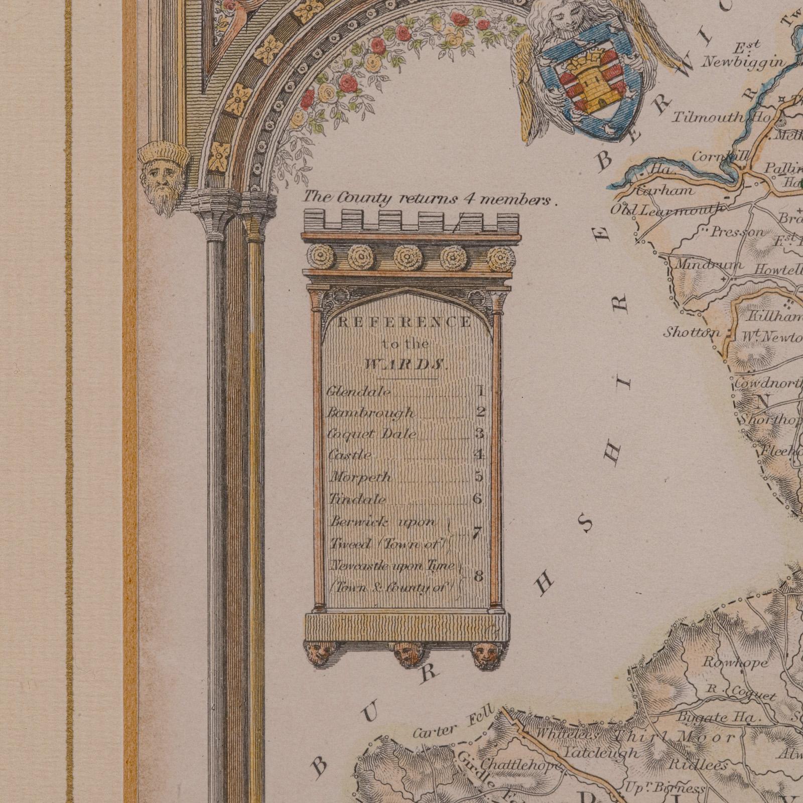 Antique Lithography Map, Northumberland, English, Framed, Engraving, Cartography For Sale 2