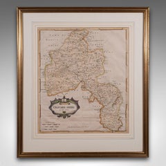 Antique Lithography Map, Oxfordshire, English, Framed Cartography, Robert Morden