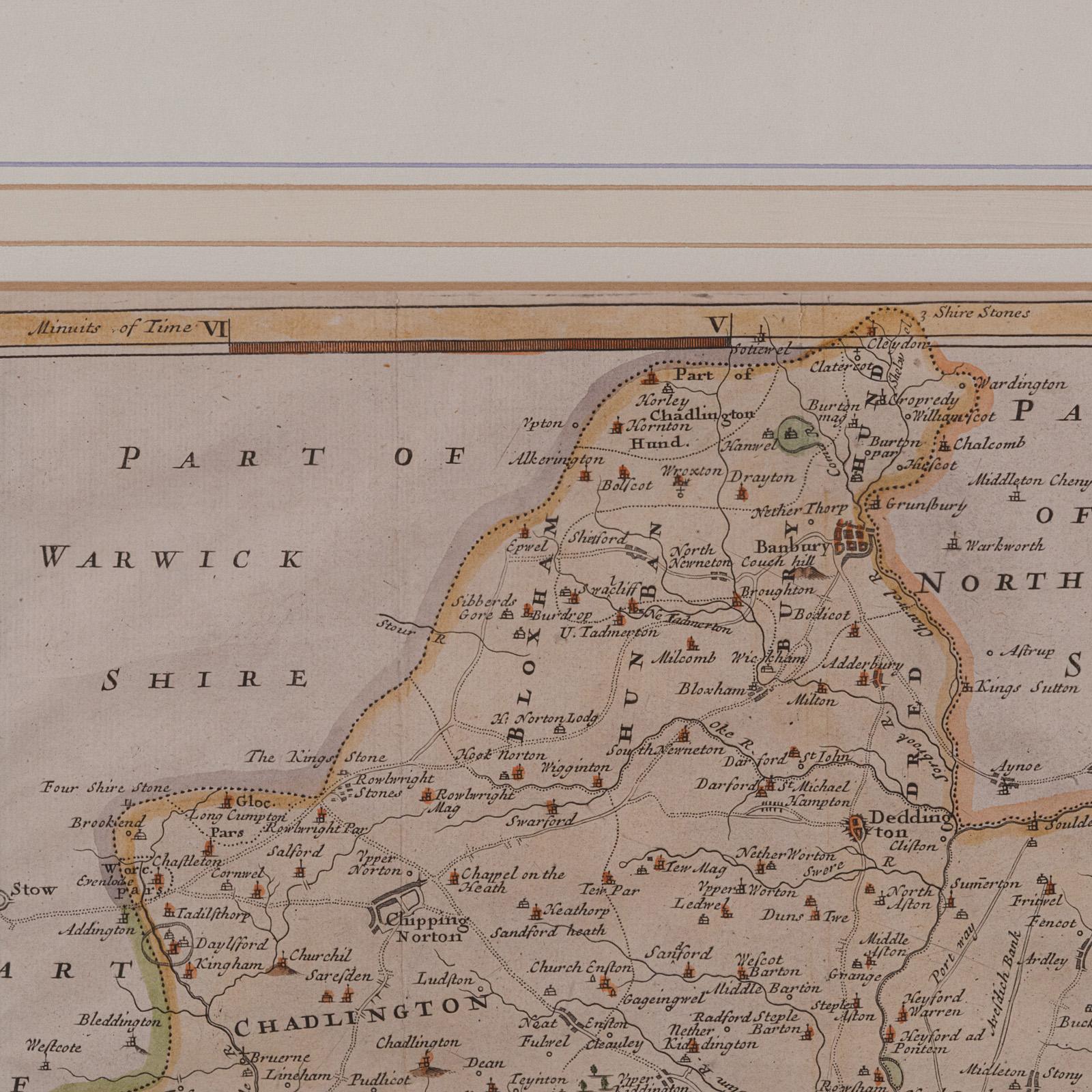 Paper Antique Lithography Map, Oxfordshire, English, Framed Cartography, Robert Morden For Sale