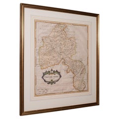 Carta litografica antica, Oxfordshire, Inglese, Cartografia con cornice, Robert Morden