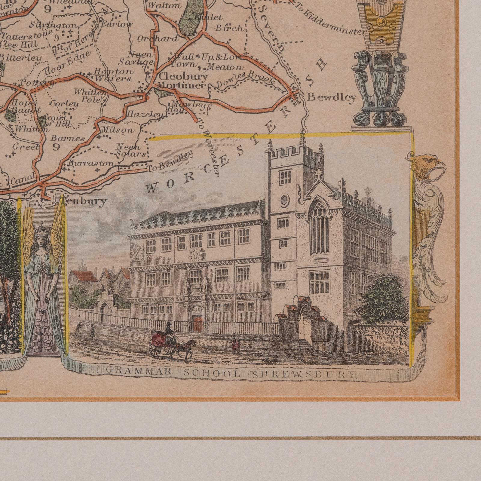 Antique Lithography Map, Shropshire, English, Framed, Cartography, Victorian For Sale 6
