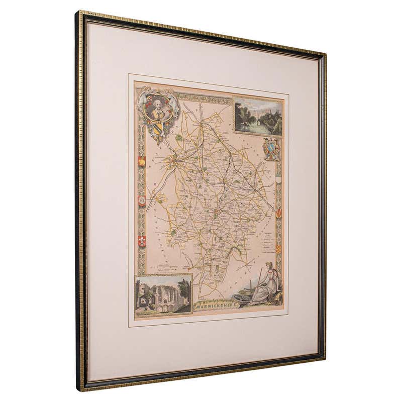 Large Antique Lithography Map of Kent, English, Cartography, Robert ...