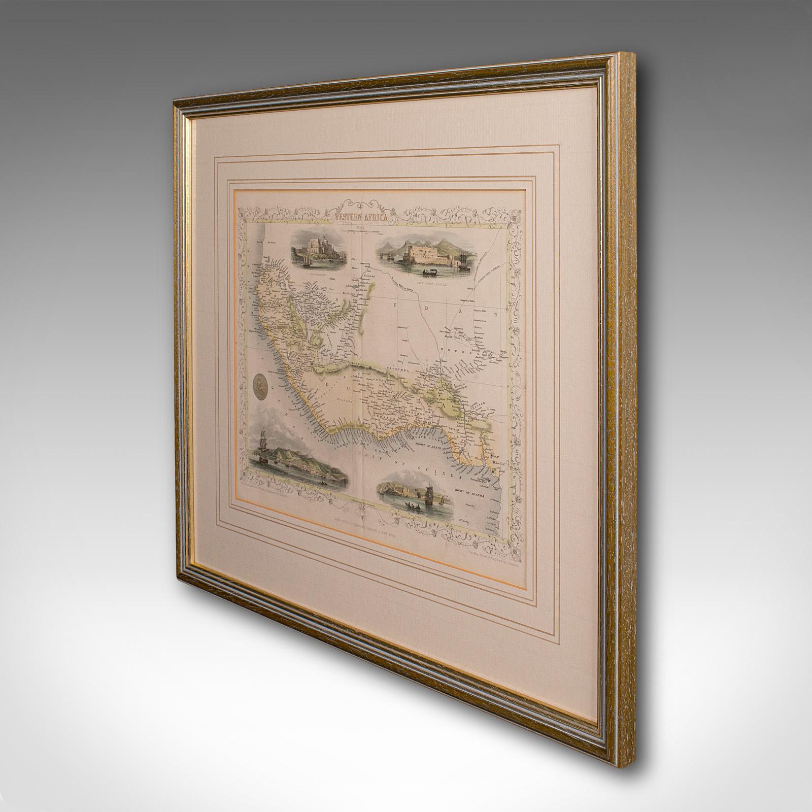 Early Victorian Antique Lithography Map, West Africa, English, Framed, Cartography, Victorian For Sale