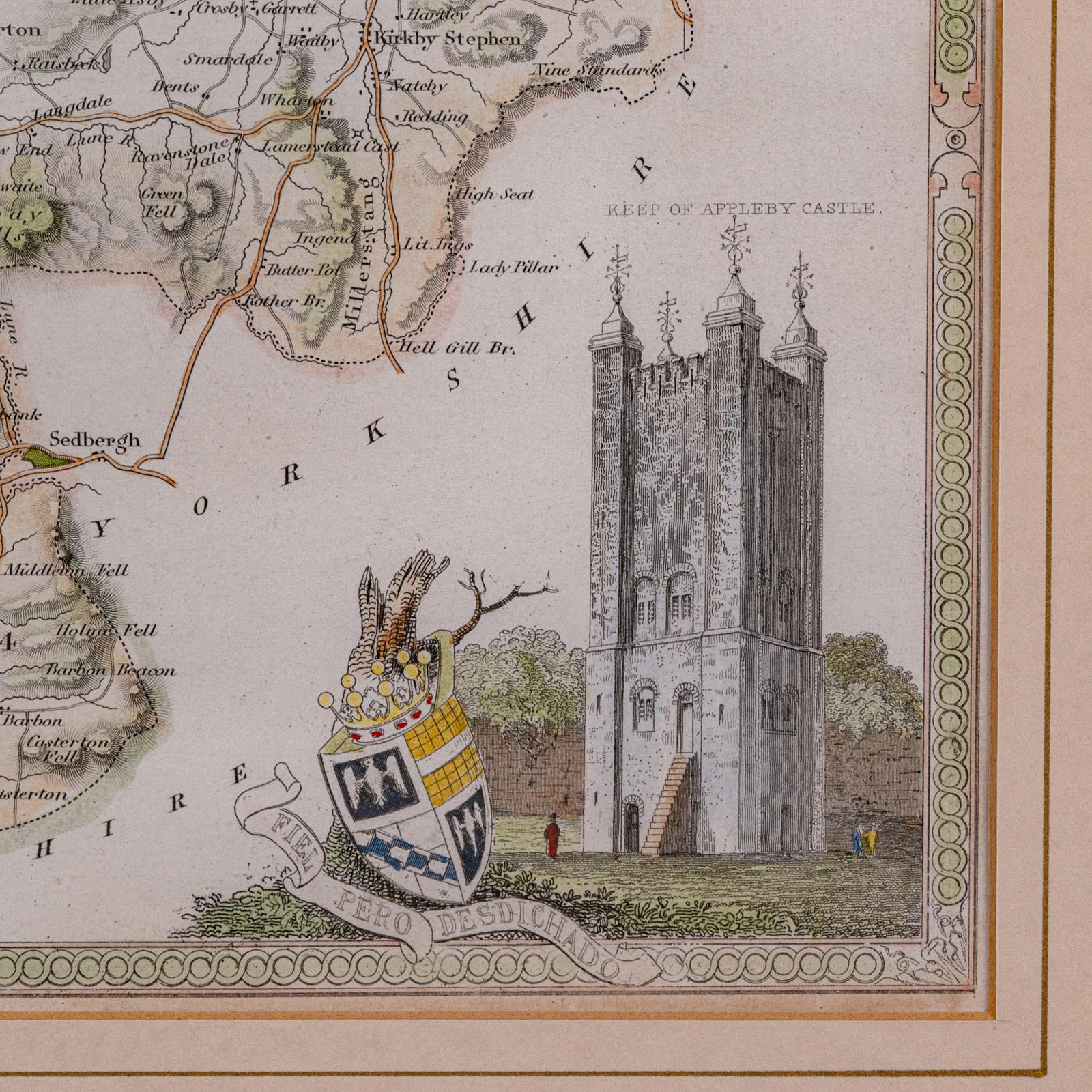Antique Lithography Map, Westmoreland, English, Framed, Cartography, Victorian For Sale 4