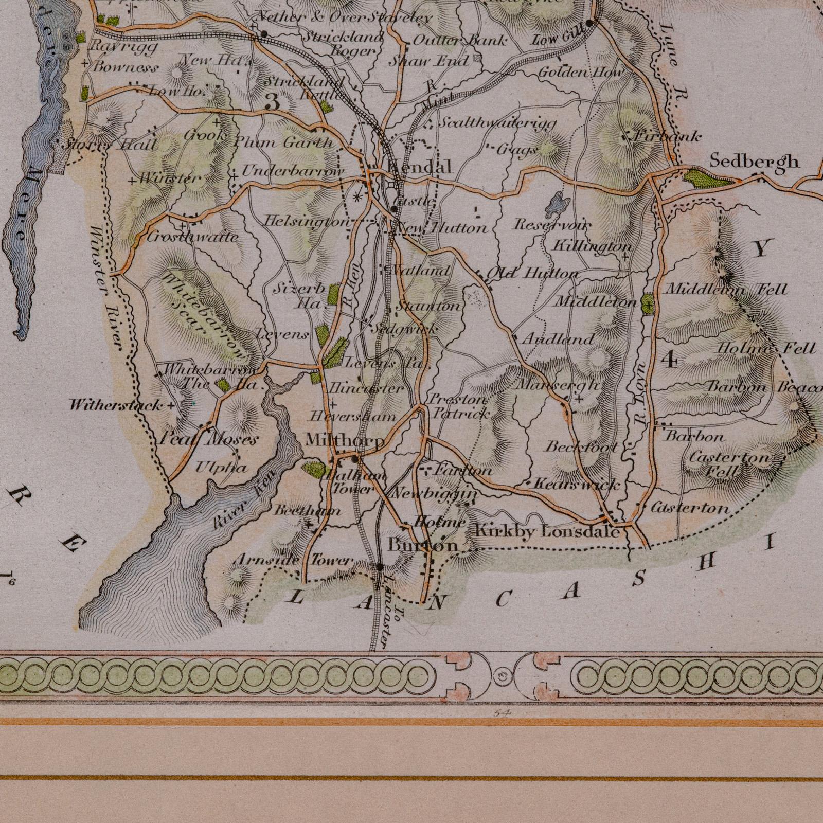 Antique Lithography Map, Westmoreland, English, Framed, Cartography, Victorian For Sale 6