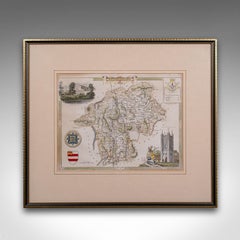 Antique Lithography Map, Westmoreland, English, Framed, Cartography, Victorian