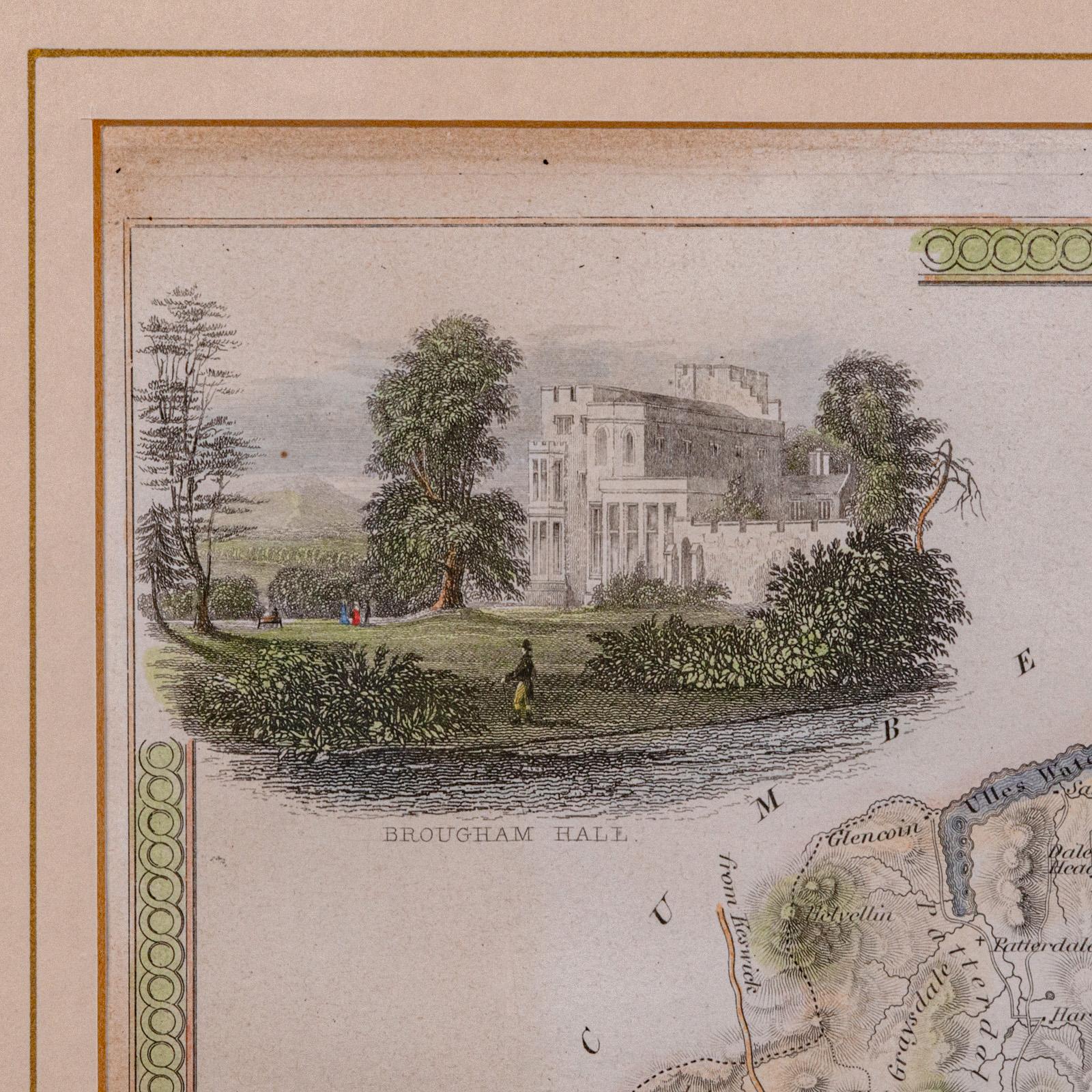 Antique Lithography Map, Westmoreland, English, Framed, Cartography, Victorian For Sale 1