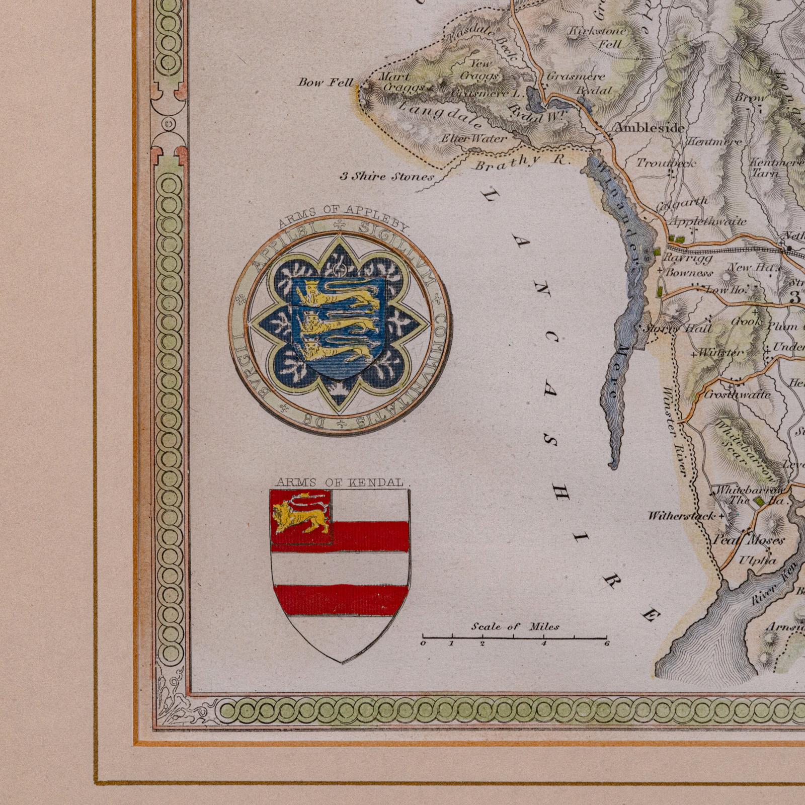 Antique Lithography Map, Westmoreland, English, Framed, Cartography, Victorian For Sale 3