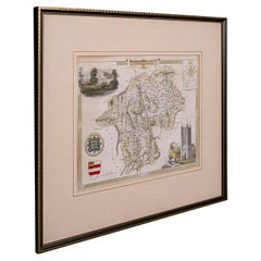 Antique Lithography Map, Westmoreland, English, Framed, Cartography, Victorian