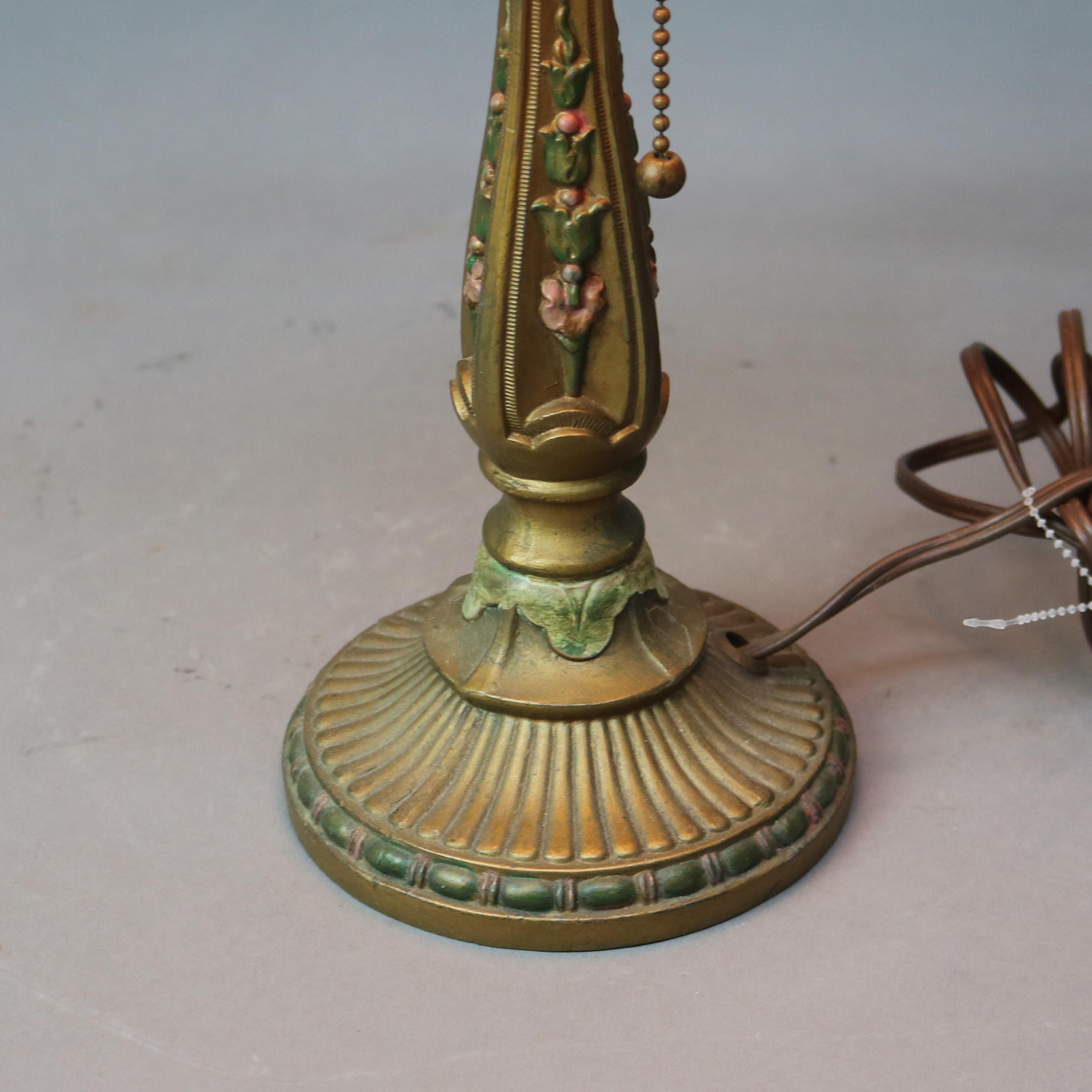 Lampe de table antique Lithophane Arts & Crafts en verre embossé à 5 panneaux C1910 en vente 4