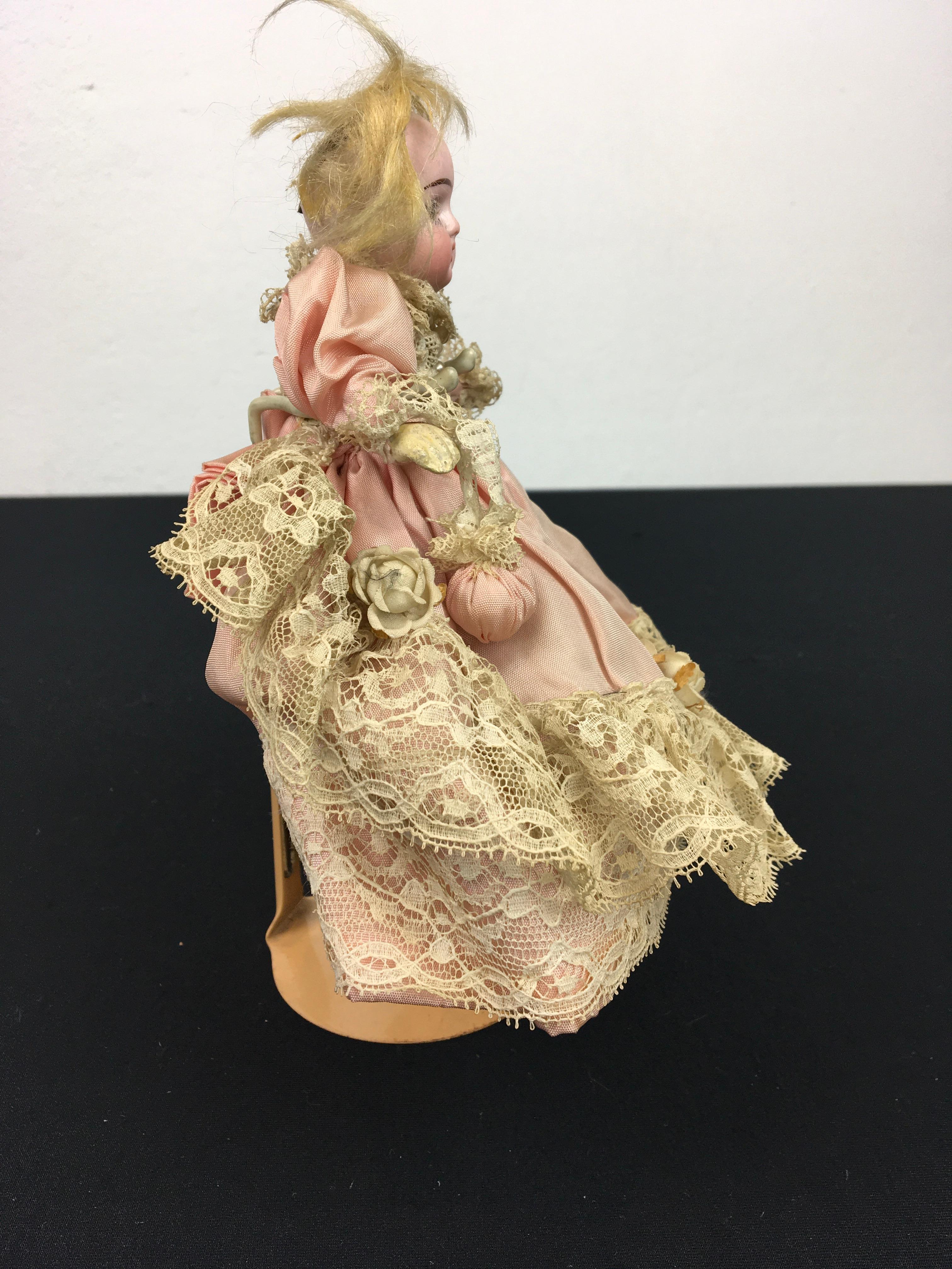 Porcelain Antique Little Doll Bisque Head, Glass Eyes and Composition, Numbered 1770