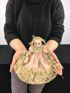Antiker Puppenkopf aus Biskuit, Glasaugen und Komposition, nummeriert 1770
