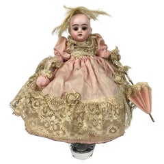Antiker Puppenkopf aus Biskuit, Glasaugen und Komposition, nummeriert 1770