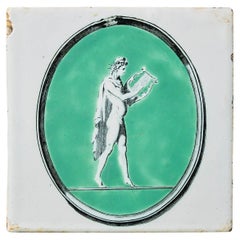Antique Liverpool Delft Tile with Neoclassical Figure