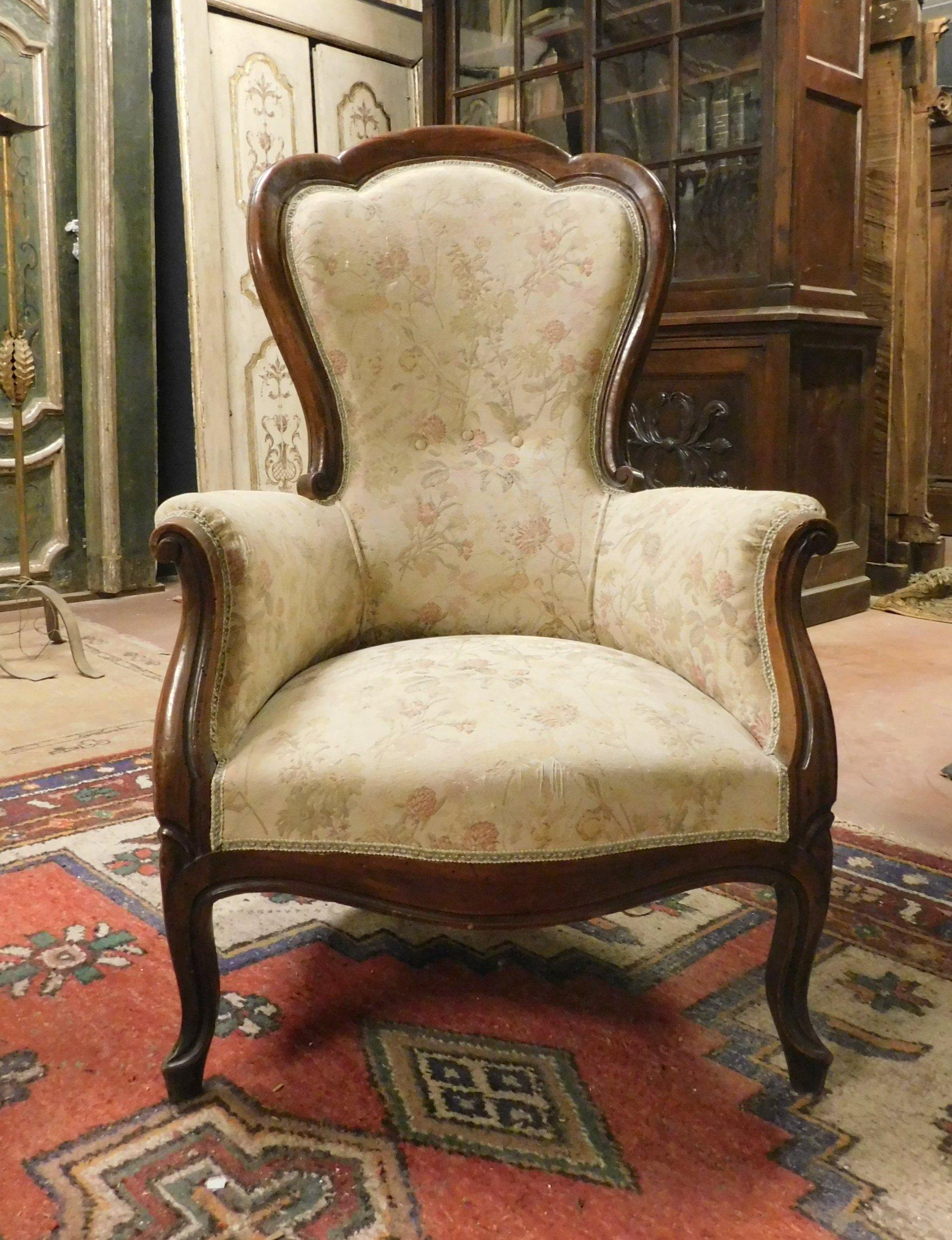 Antique Living Room Set, Sofa and Two Armchairs, 19th Century, Italy