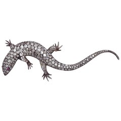 Antique Lizard Diamond Brooch