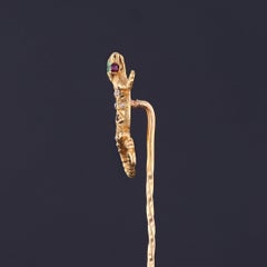 Alfiler antiguo de lagarto de oro de 18 quilates