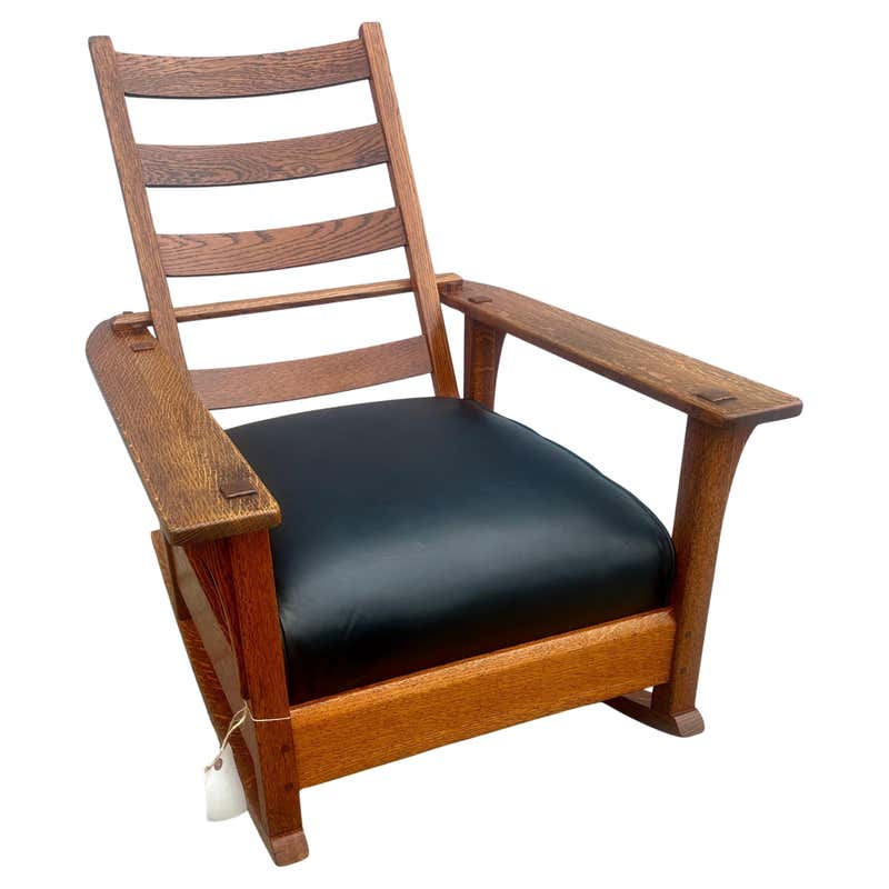 Antique Signed L&JG Stickley Arm Rocker with Slats to the Sides - W7935 ...