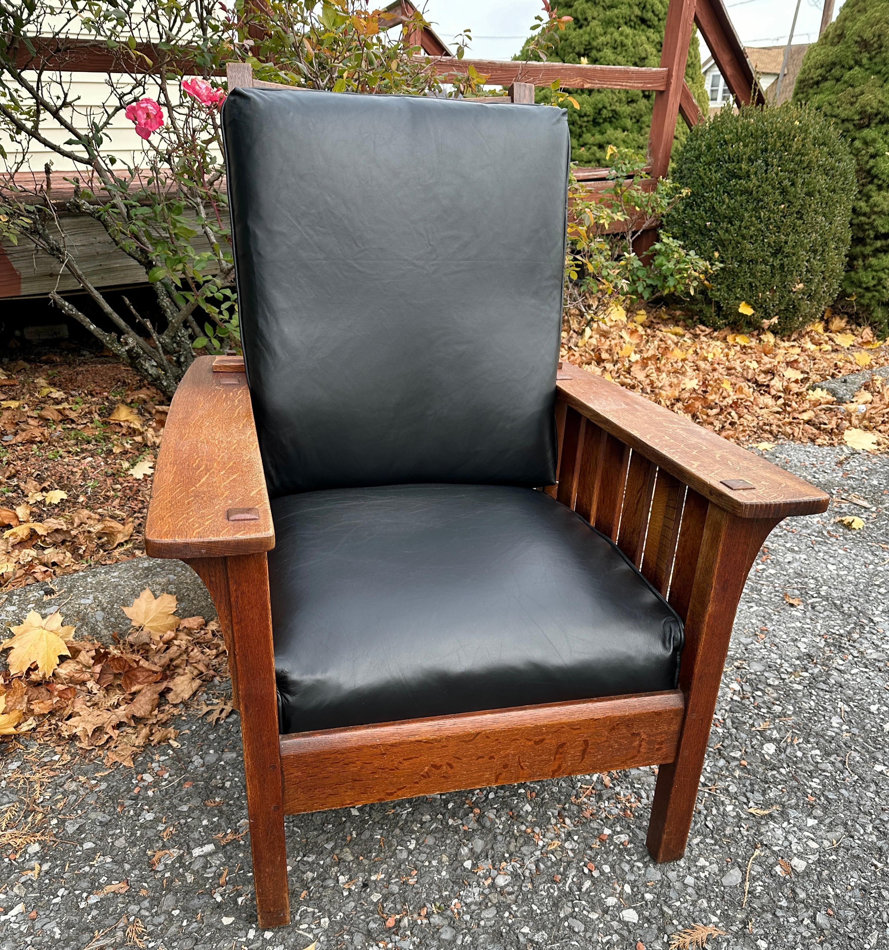 Antique L&JG STICKLEY Morris Chair, circa 1907 - W809    SALE 30% For Sale 4