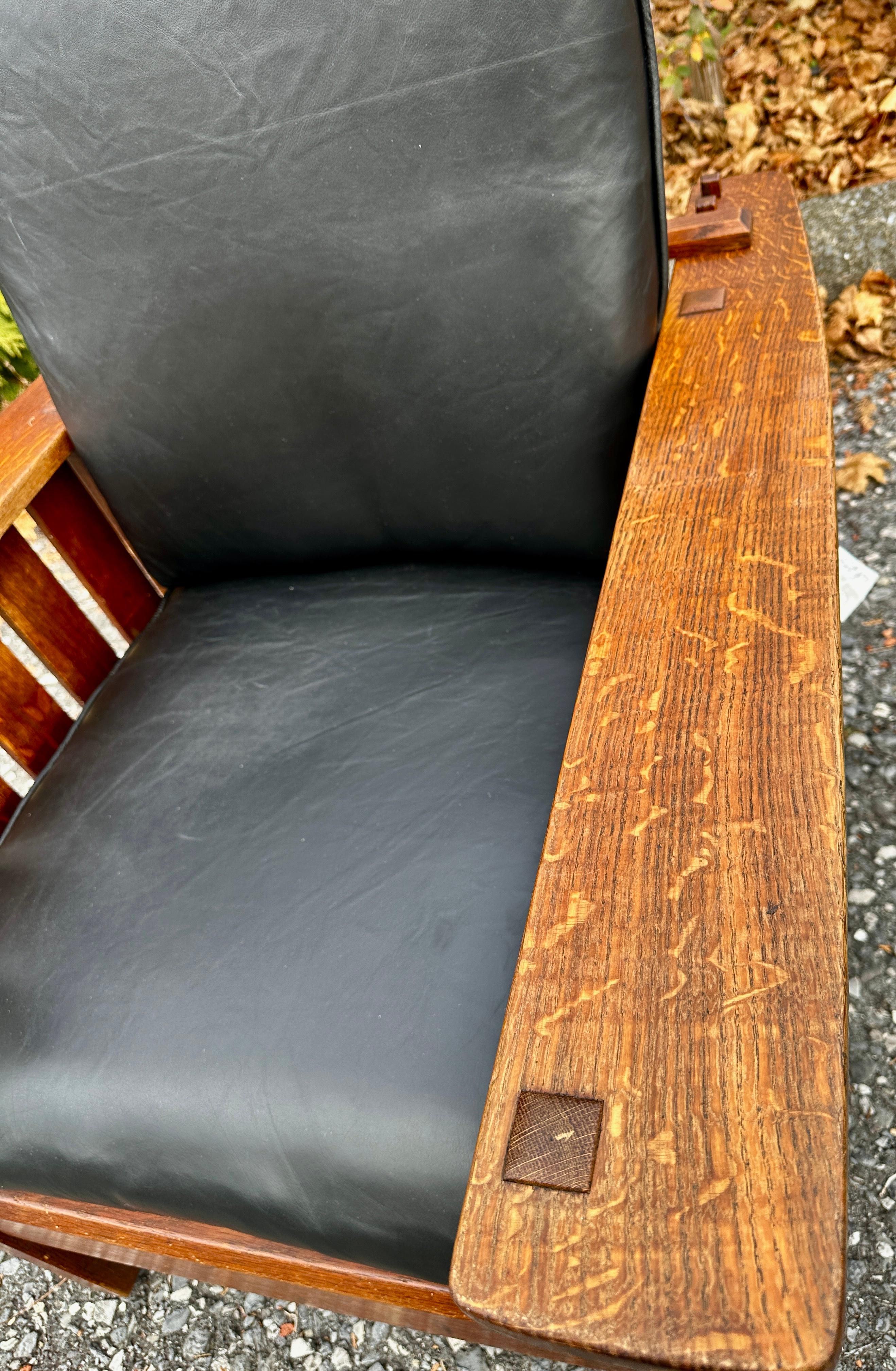 Antique L&JG STICKLEY Morris Chair, circa 1907 - W809    SALE 30% For Sale 5
