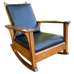 Antique L&JG Stickley Morris Rocker - W7608  PERIOD FROM 1907 NO REORODACTION