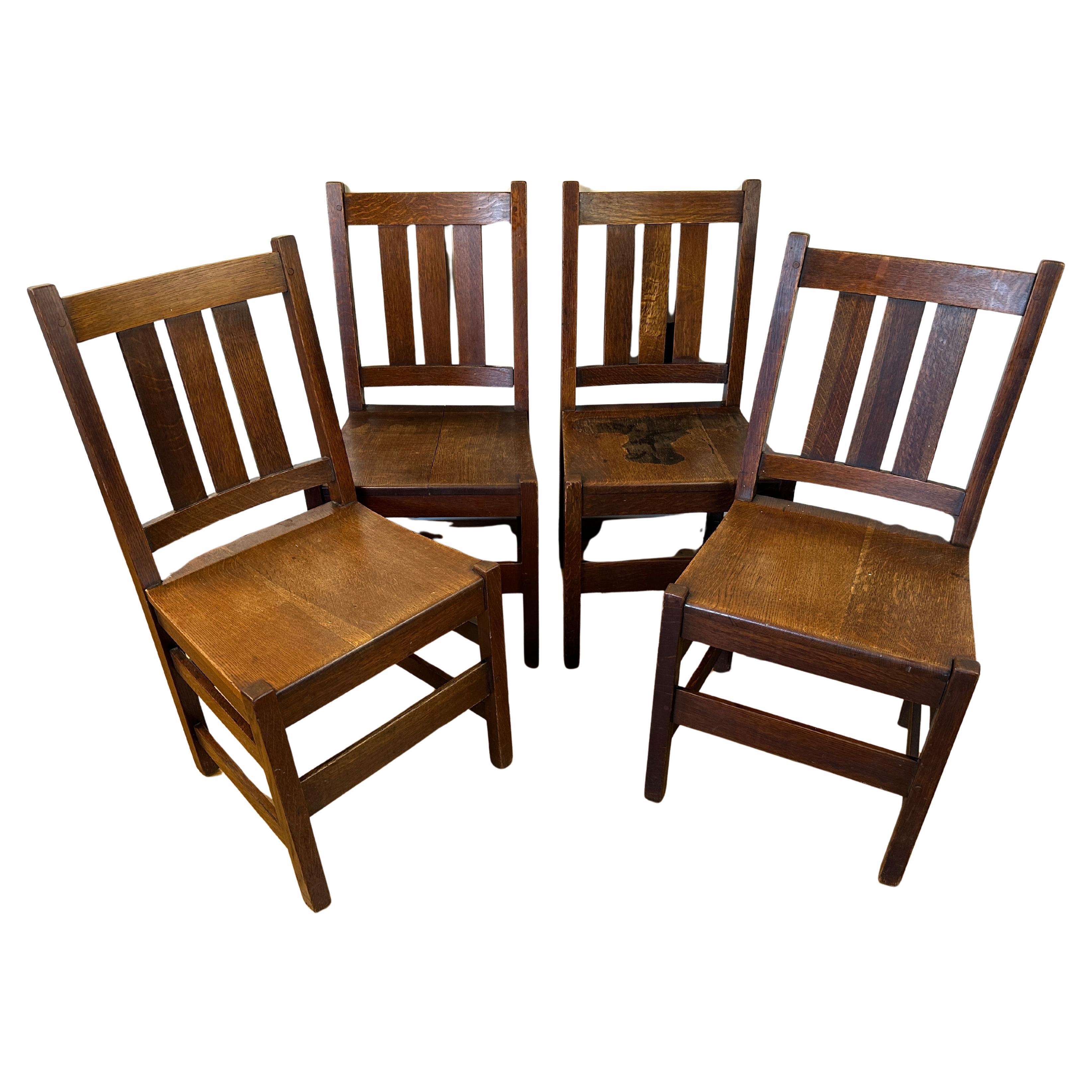 Antique L&JG Stickley Set of Four (4) Dining Chairs - W5050a For Sale