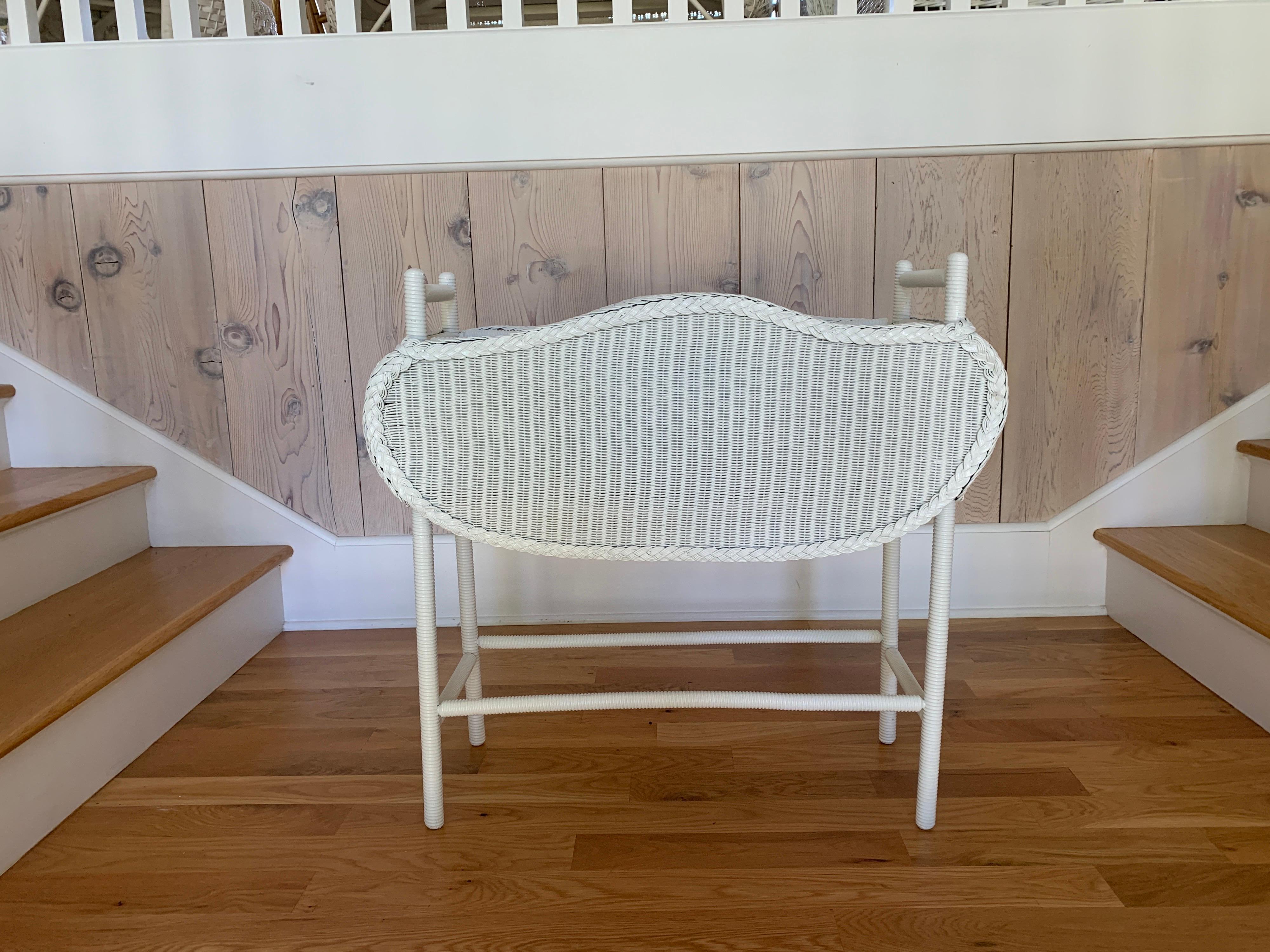vintage white wicker plant stand