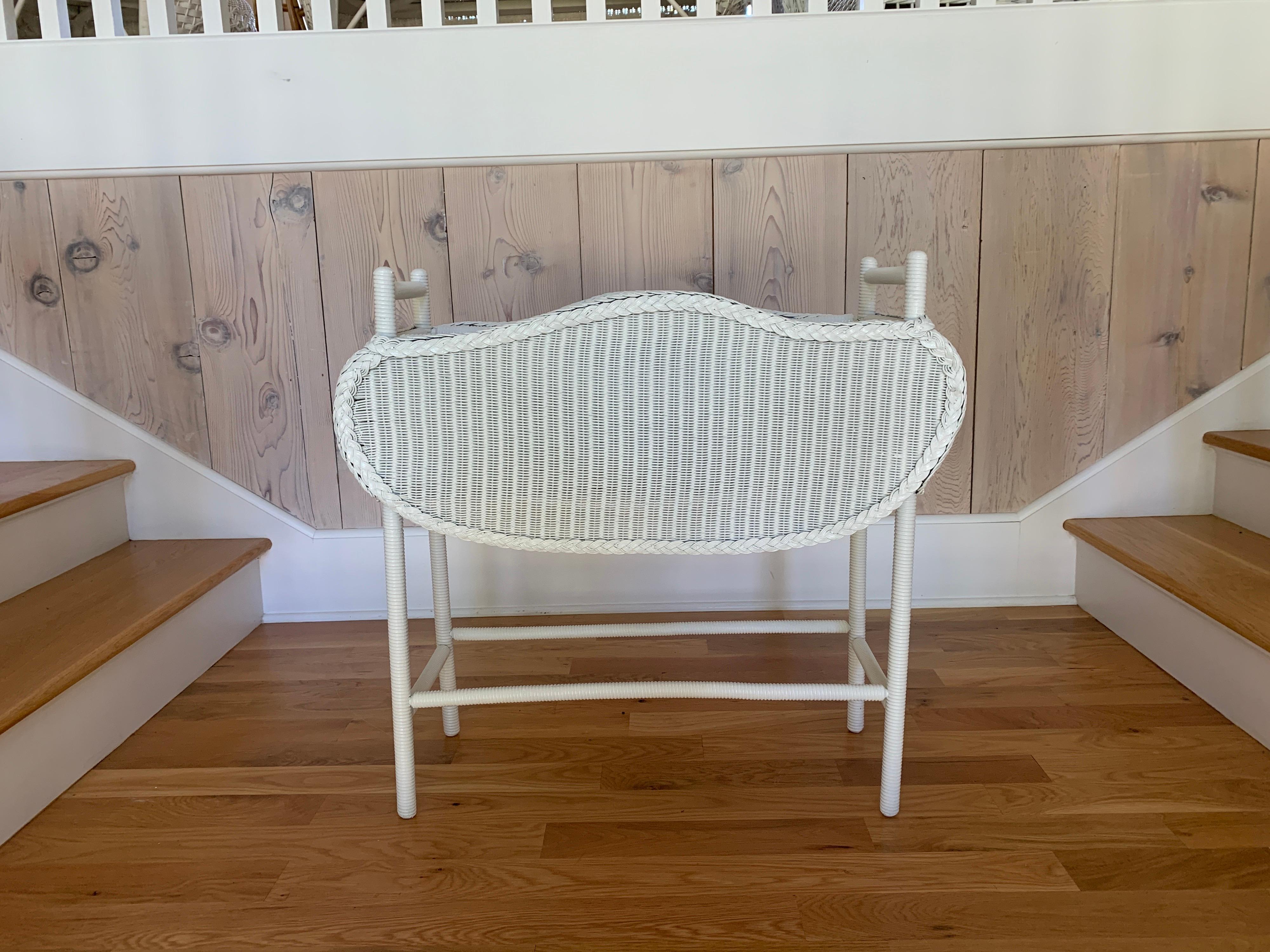 vintage wicker plant stand with metal insert
