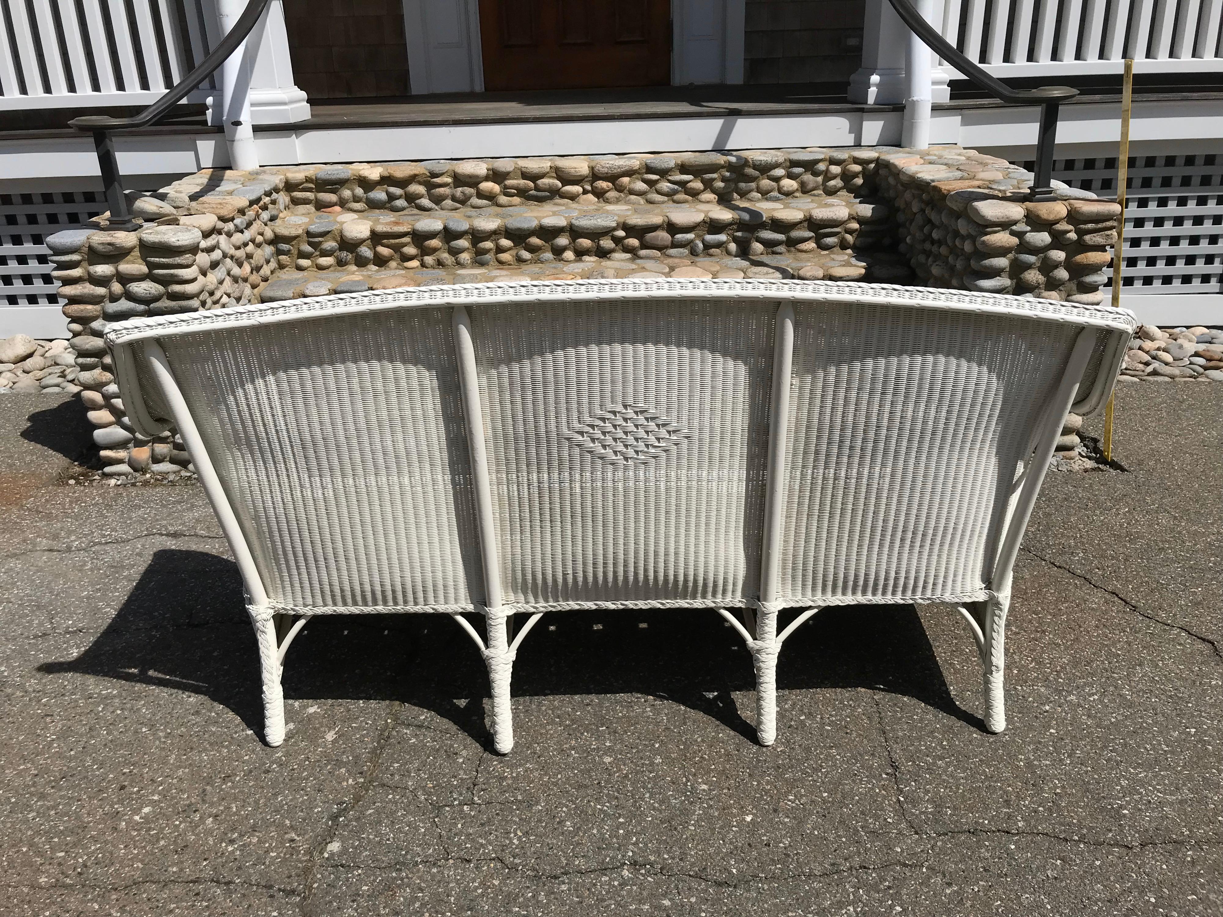 Antique Lloyd Loom Sofa In Good Condition In Old Saybrook, CT