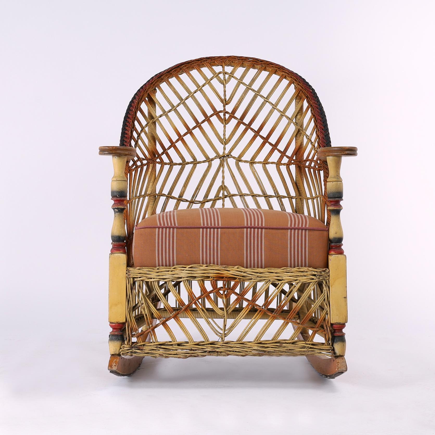 Dyed Antique Lloyd Loom Wicker Three Piece Art Deco Furniture Suite For Sale