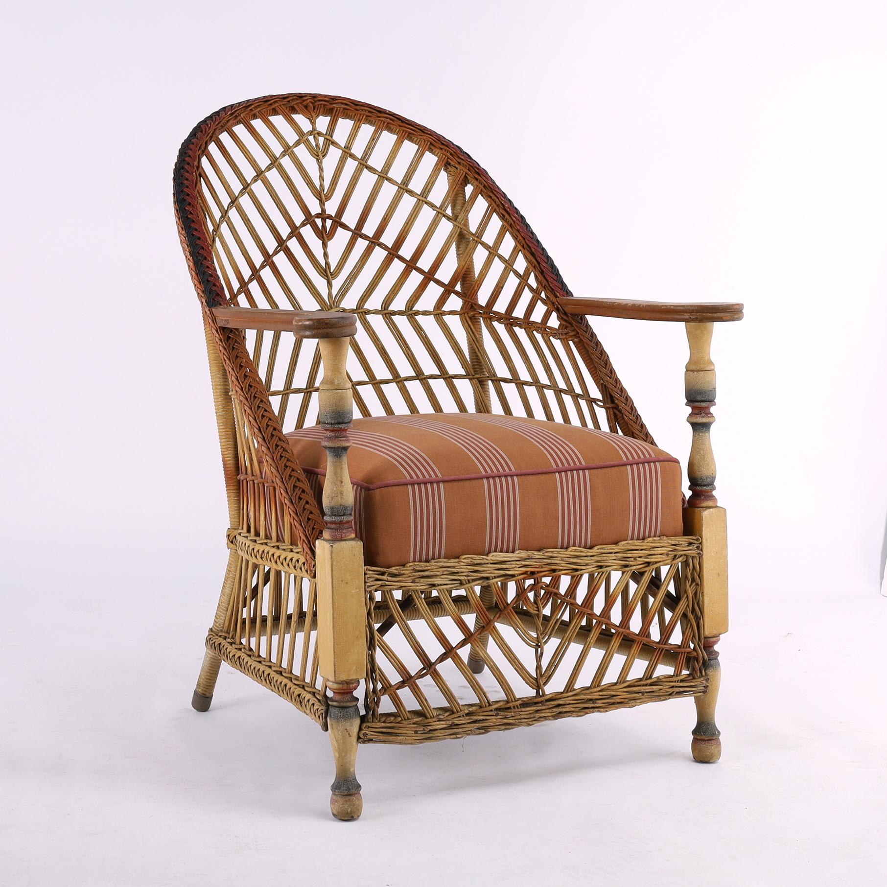 Antique Lloyd Loom Wicker Three Piece Art Deco Furniture Suite For Sale 3