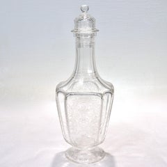 Antique Lobmeyr Austrian 'Rock Crystal' Etched & Engraved Cut Glass Decanter