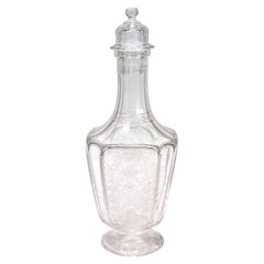 Antico decanter di vetro tagliato Lobmeyr austriaco in 'cristallo di rocca' inciso e incidibile