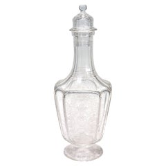 Carafe autrichienne ancienne Lobmeyr en verre taillé « Rock Crystal » gravé et gravé