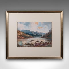 Antique Loch Landscape Painting, Scottish, Watercolour Art, Highlands Picture