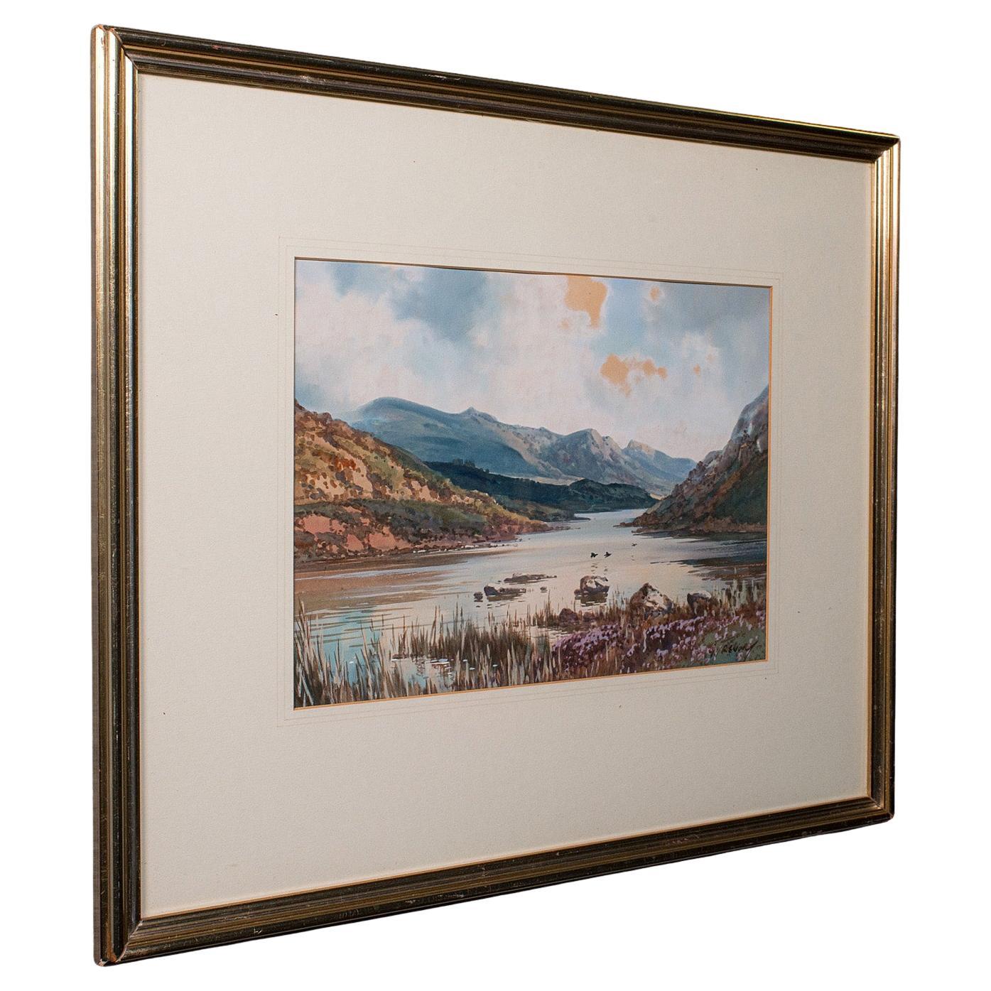 Antique Loch Landscape Painting, Scottish, Watercolour Art, Highlands Picture For Sale