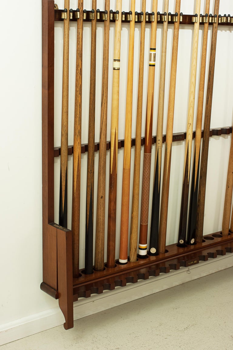 Antique, Lockable Billiard, Snooker Cue Wall Rack at 1stDibs cue in