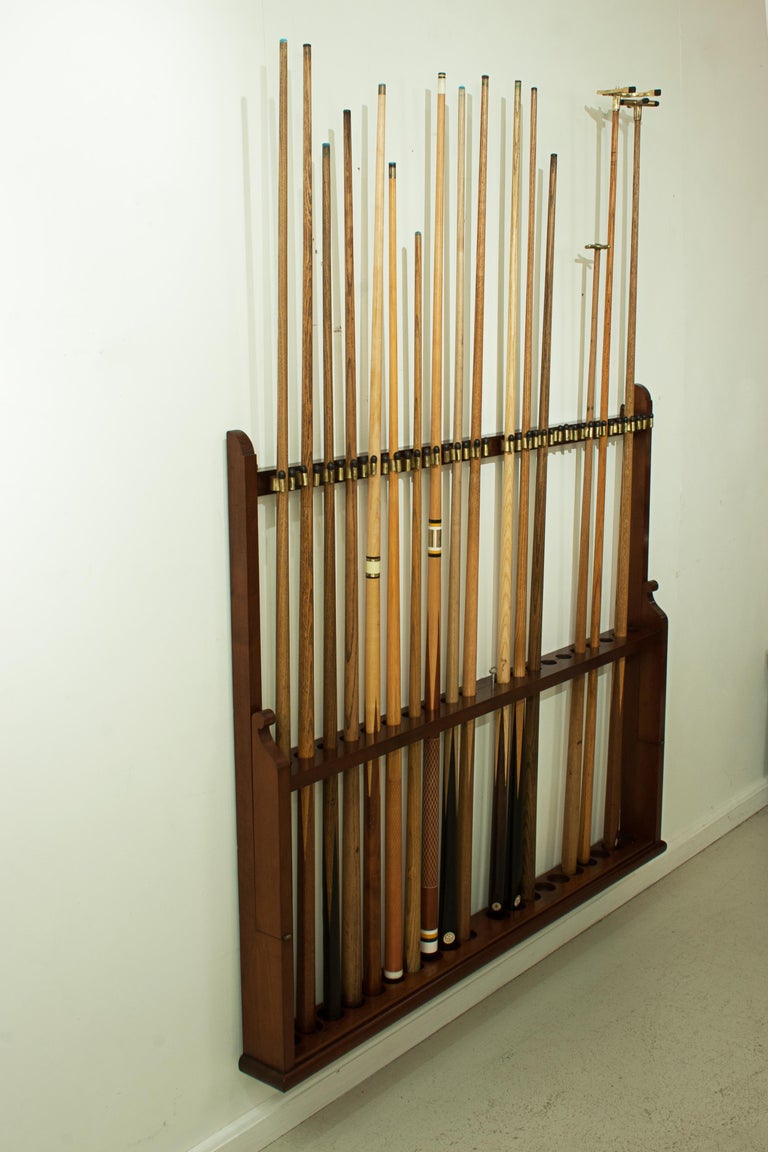Antique, Lockable Billiard, Snooker Cue Wall Rack at 1stDibs