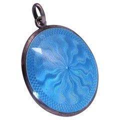 Antique Locket Pendant Medallion Finest Quality Enamel Silver Unisex Art