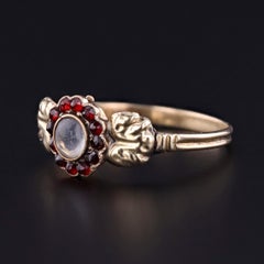 Antique Locket Ring of Garnet and 12k Gold