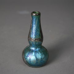 Antique Loetz Art Glass & Silver Overlay Cabinet Vase, circa 1920