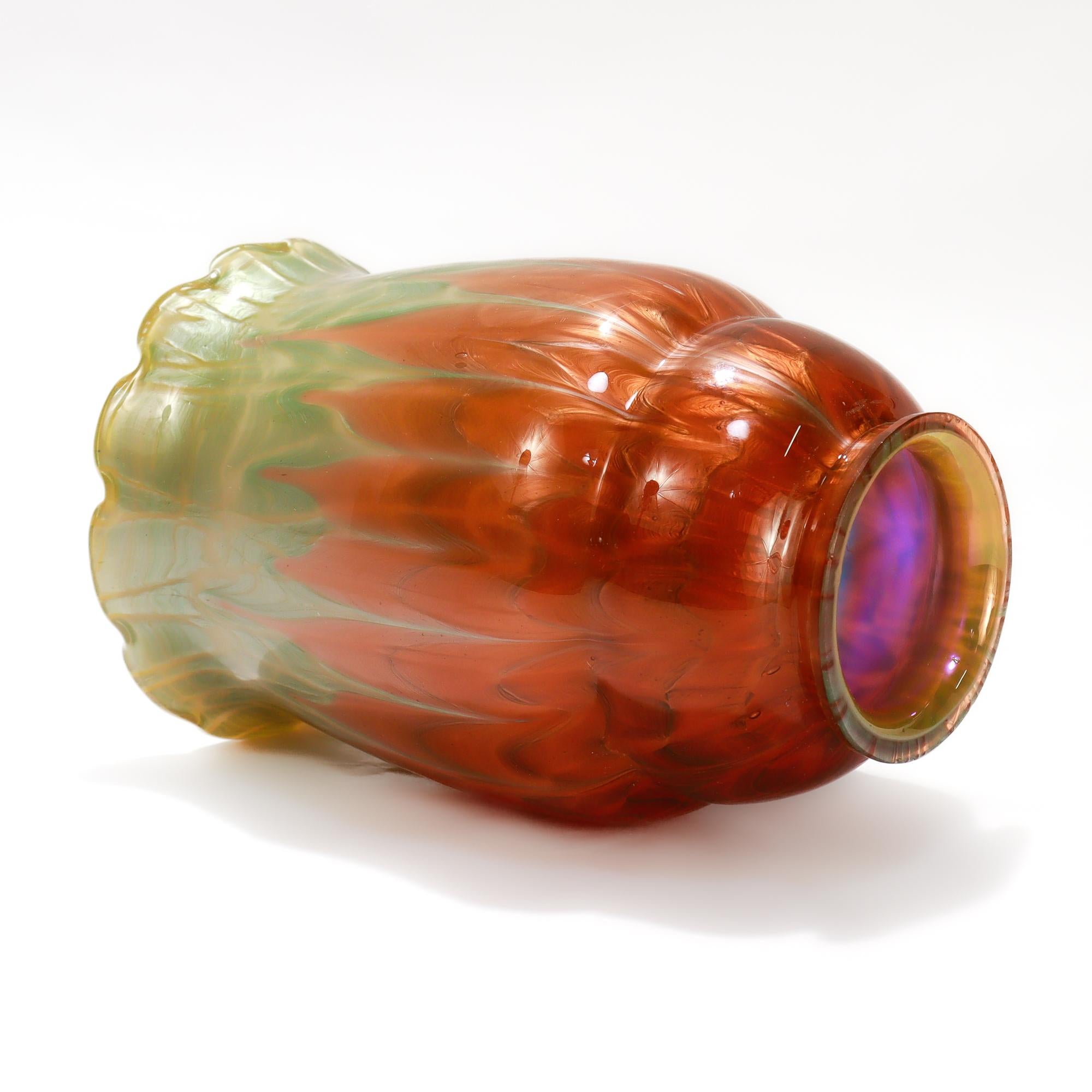 Abat-jour ancien en verre d'art Loetz Glass Titania Genre 4212 en vente 8