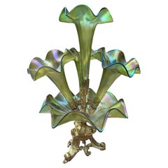 Antique Loetz Bohemian Art Galss Centerpiece, Epergne, 19th Century