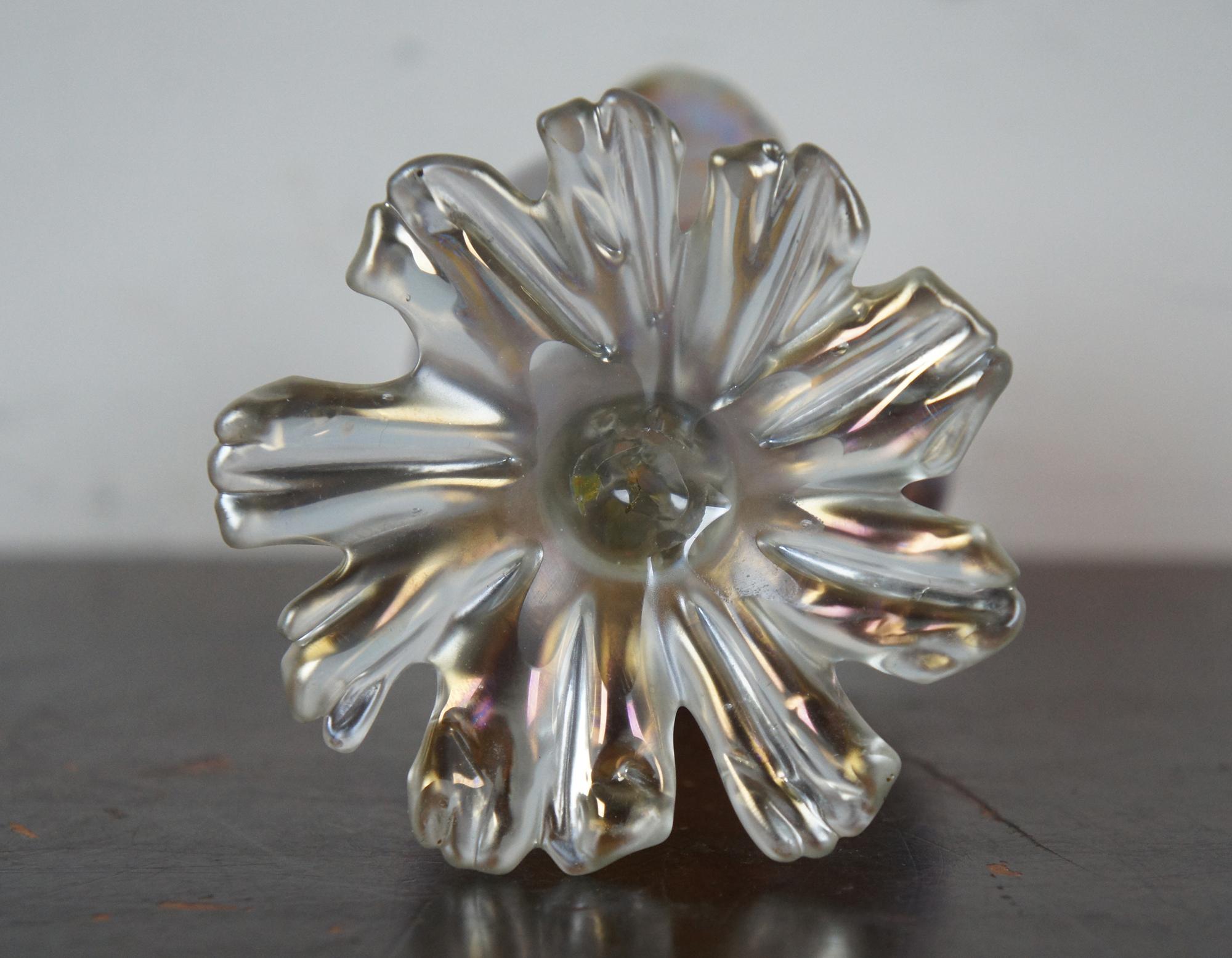 Antique Loetz Candia Papillion Iridescent Glass Seashell Bud Vase Art Nouveau 2