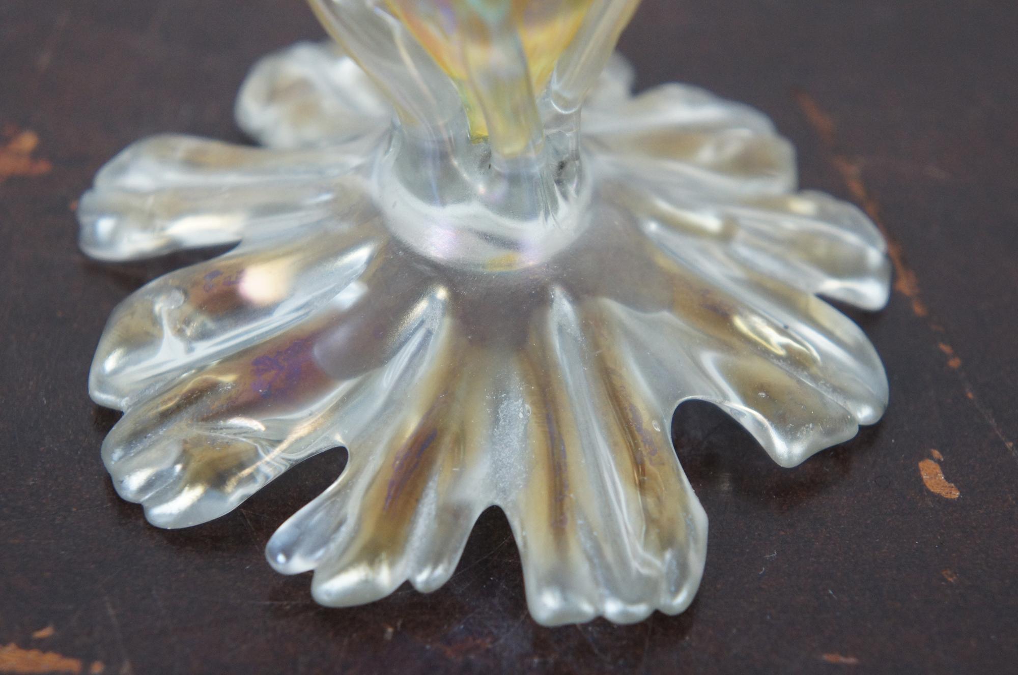 Antique Loetz Candia Papillion Iridescent Glass Seashell Bud Vase Art Nouveau 4