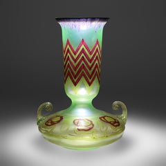 Antique Loetz Egyptian Revival Polychromed Art Glass Vase Unsigned C1930