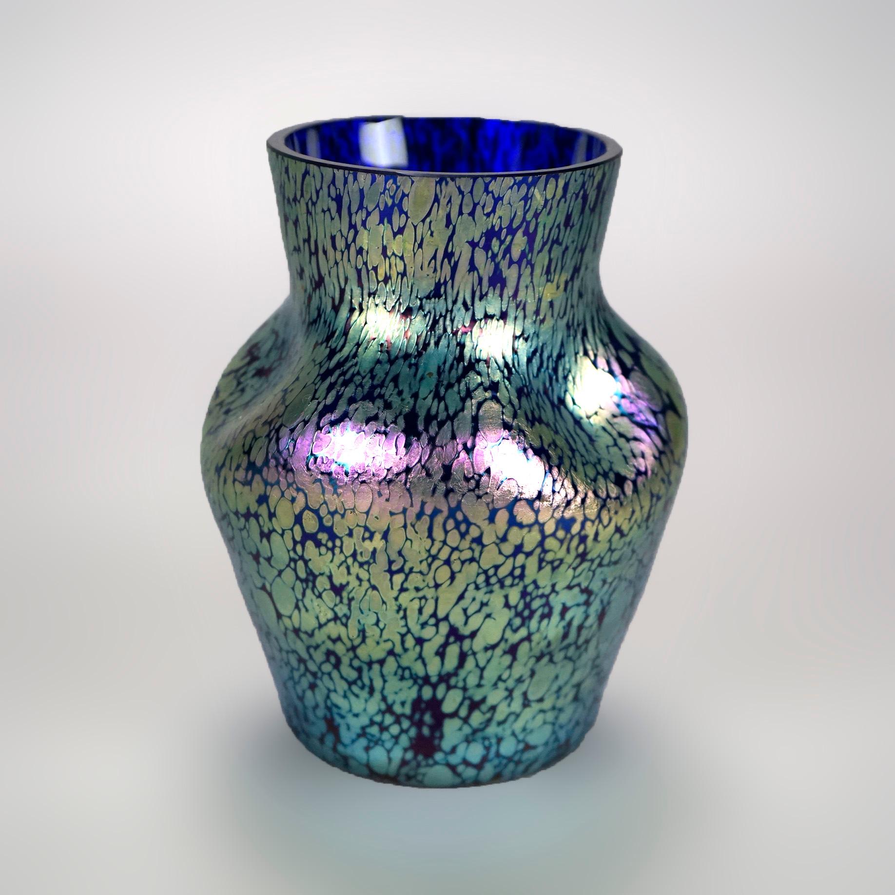 Arts and Crafts Antique Loetz Oil Spot Art Glass Vase Circa 1910