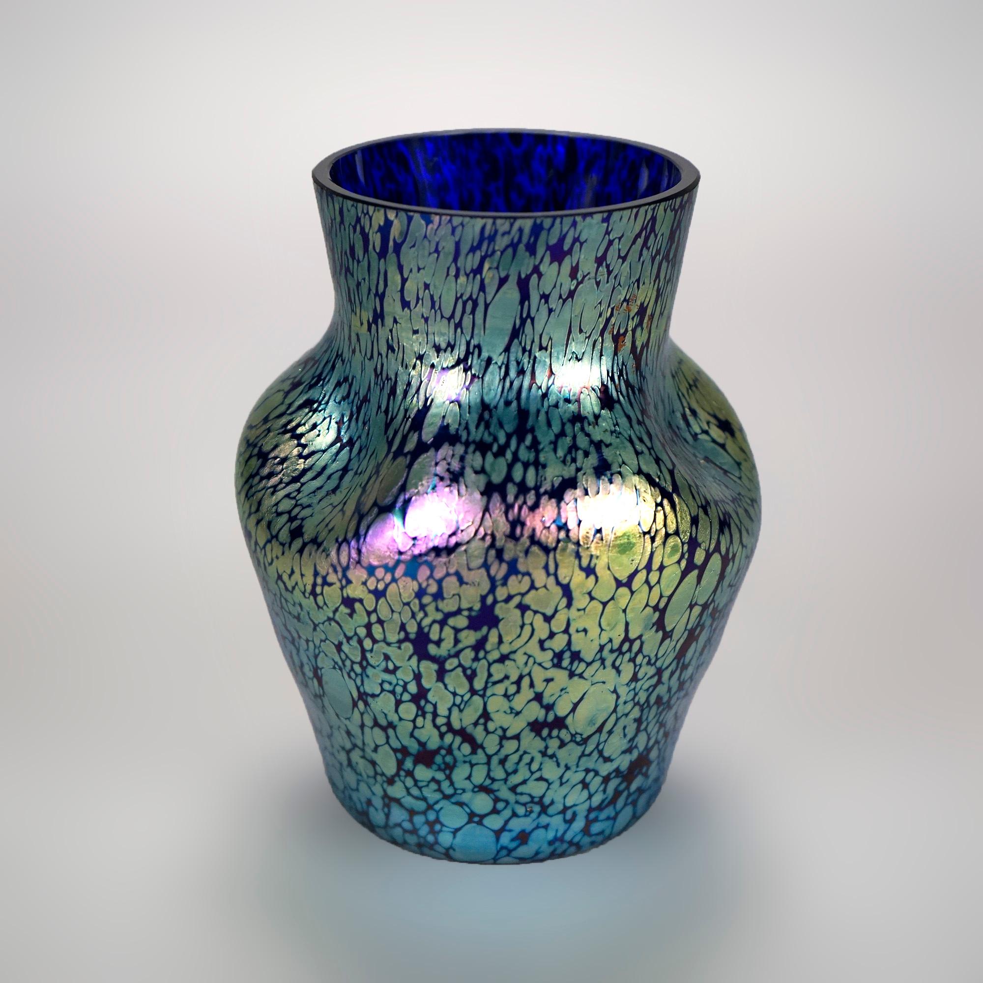 American Antique Loetz Oil Spot Art Glass Vase Circa 1910