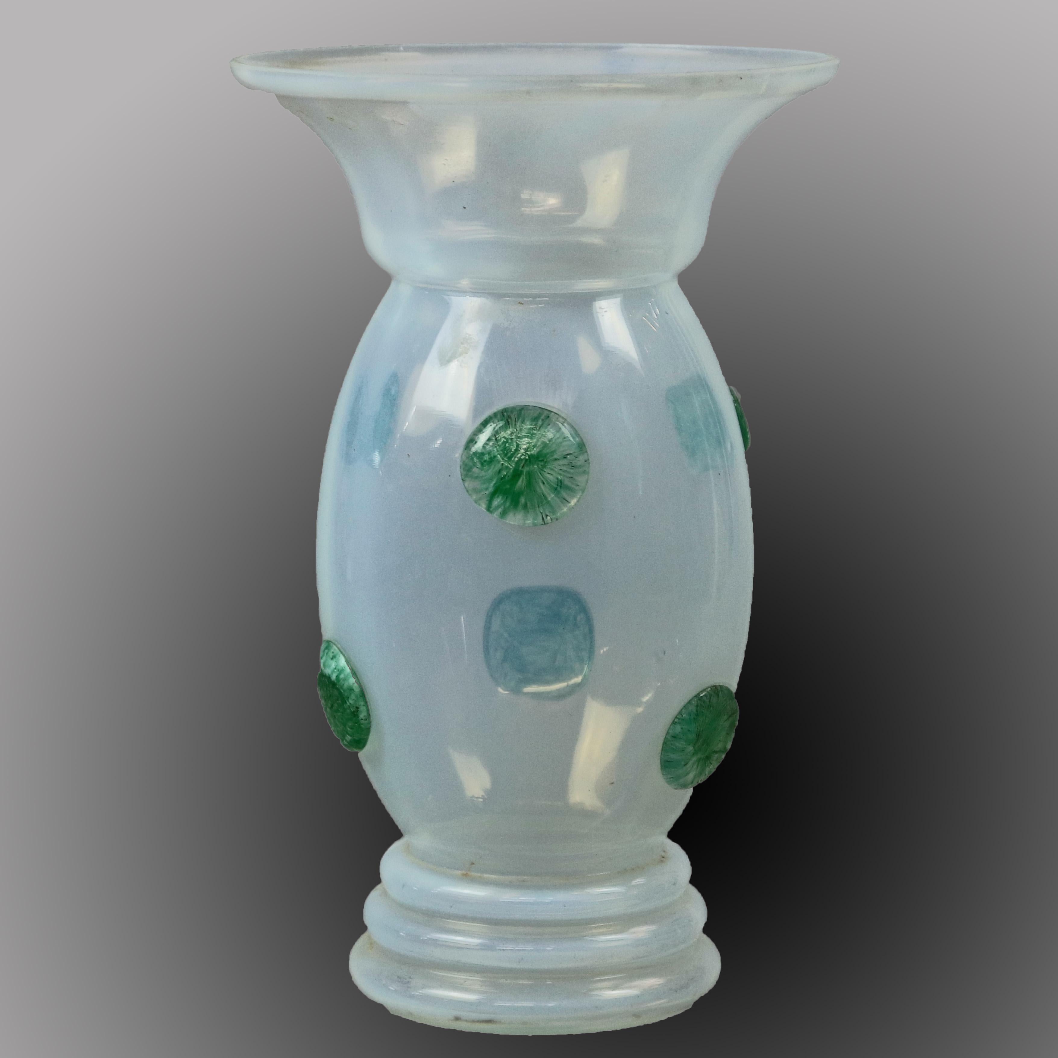 20th Century Loetz School Handcrafted Art Glass Vase with Applied Decoration, circa 1920